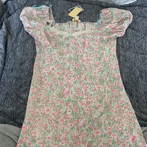Floral Pink and Green Dress